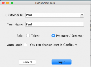 BackboneTalk config screen